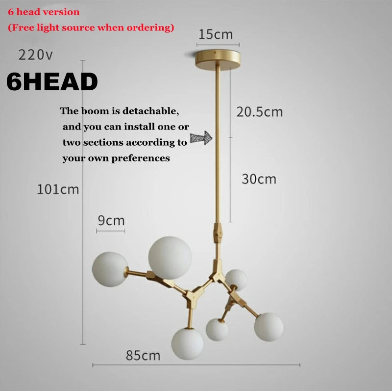 lustre nordique design en verre pour éclairage élégant - vue 10 sur 12