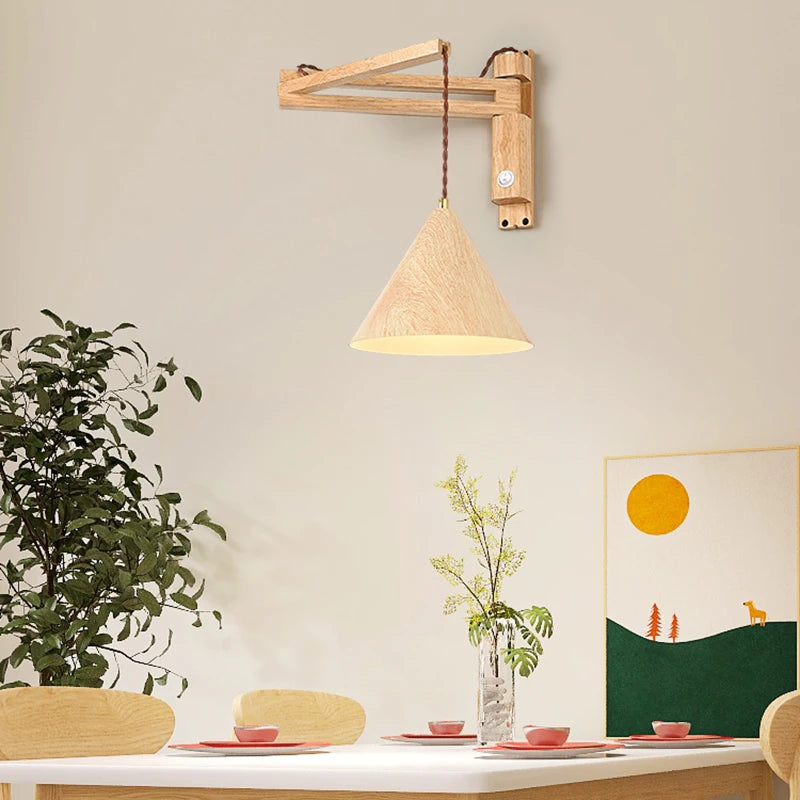 applique murale pliable vintage japonaise avec interrupteur led - vue 6 sur 8