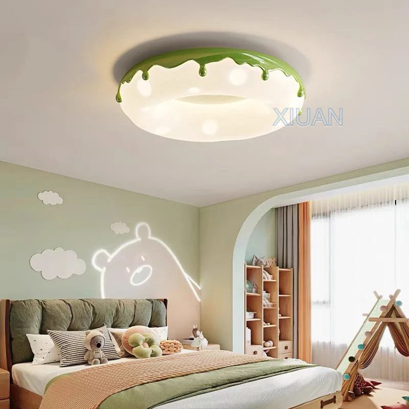Macron Coloful Donuts Lamp 42cm 52cm Bedroom Ceiling Light White Pink Green Coffee Children‘s Room Chandelier Lights Indoor LED - vue 1 sur 23