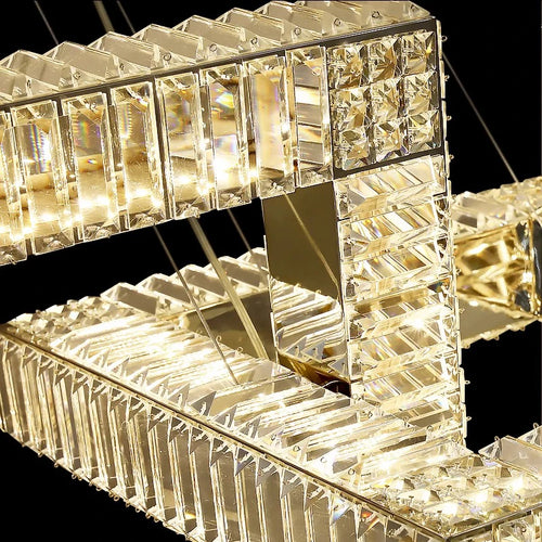 Lustre design cristal doré carré moderne - vue 7 sur 7