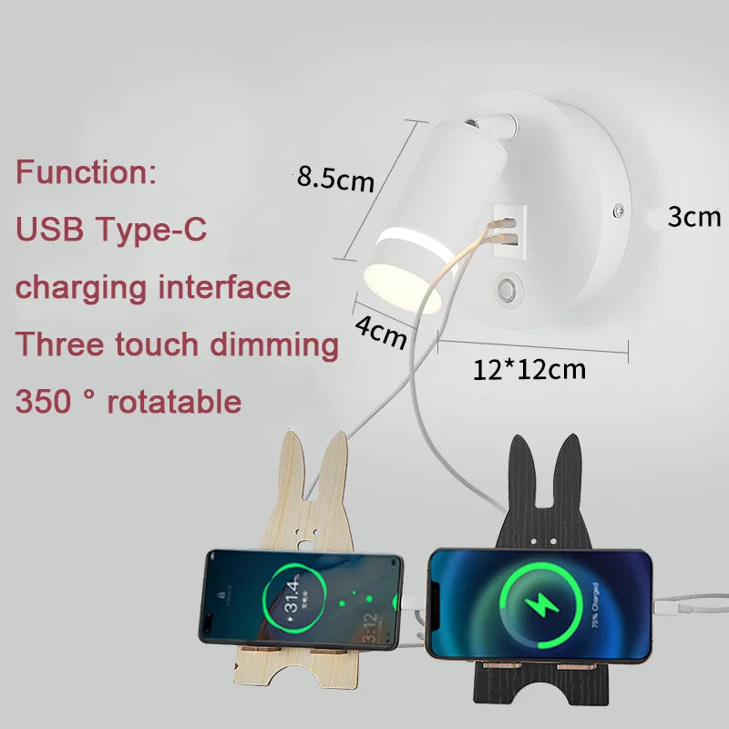 lampe de lecture led rotative avec port usb et interrupteur type-c - vue 5 sur 17