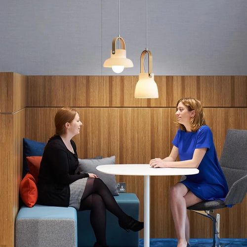lustre en verre et bois design moderne minimaliste pour intérieur - vue 4 sur 7