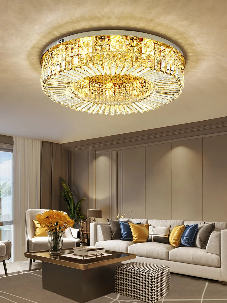 plafonnier led classique en cristal chromé pour intérieur moderne - vue 4 sur 11