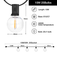 guirlande lumineuse extérieure à intensité variable pour jardin et Noël