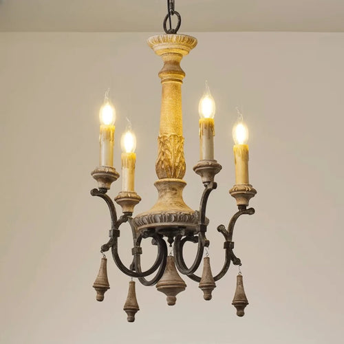 lustre rétro en bois pour décoration intérieure élégante et raffinée - vue 6 sur 8