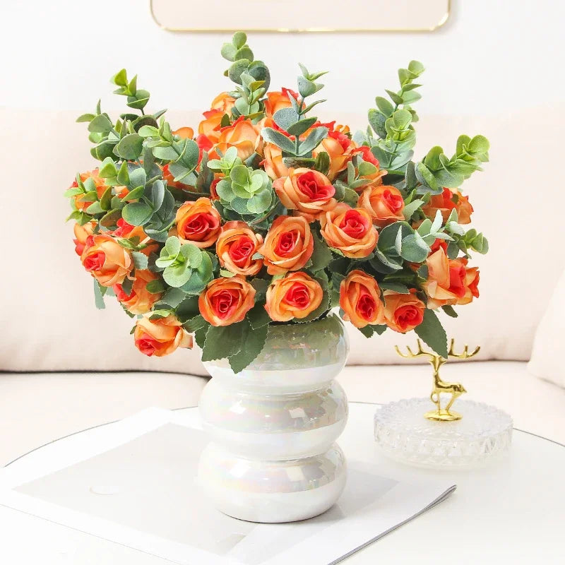 bouquet de roses artificielles eucalyptus décorations florales polyvalentes - vue 4 sur 12