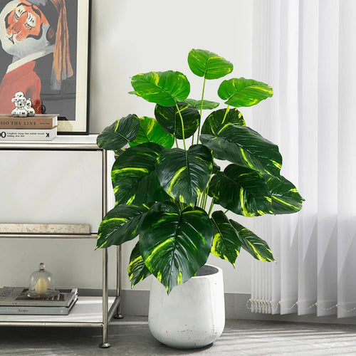 tortue tropicale artificielle avec branches et feuilles décoratives - vue 2 sur 9
