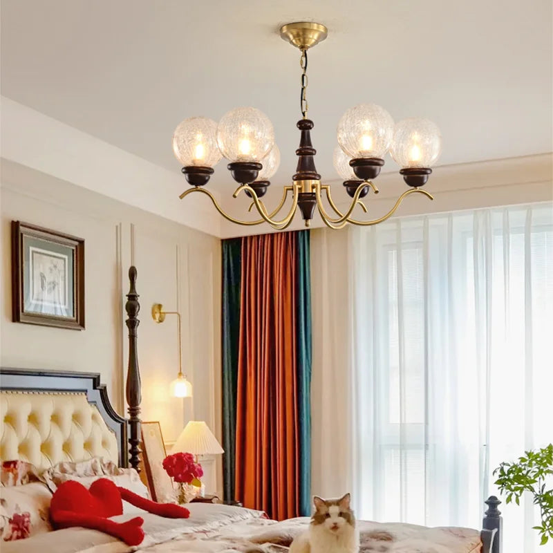 Lustre Luxe cuivre LED verre rond salon chambre décor intérieur salle à manger - vue 3 sur 12