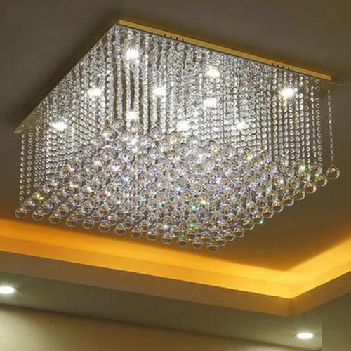 Lustre en cristal carré encastré pour salon de luxe lustres en cristal suspension LED lumière décoration de la maison lampe de ciel - vue 4 sur 6