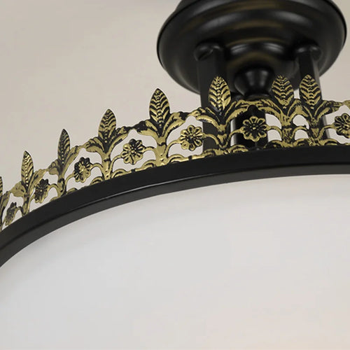 lustre led style campagnard américain en fer forgé et verre - vue 5 sur 6
