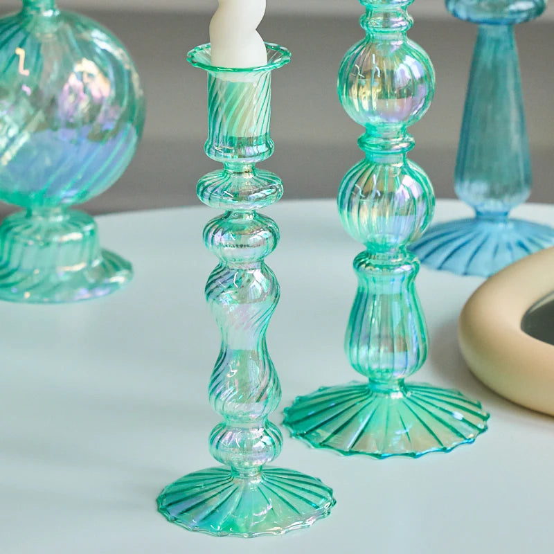 bougeoirs coniques en verre pour décoration intérieure et mariage - vue 2 sur 12