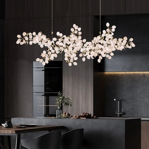 Lustre en verre blanc de luxe postmoderne - vue 3 sur 6