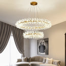 Lustre en cristal de fleur moderne Suspension lustres LED de luxe pour salon 60 80 100 cm anneaux suspendus suspension