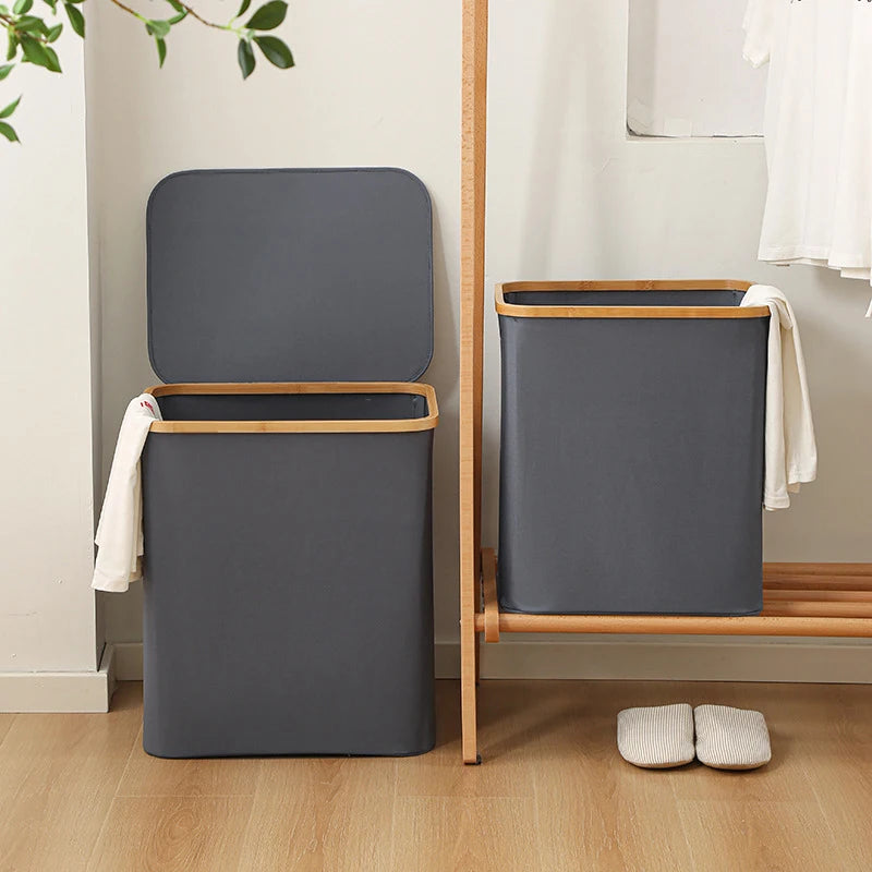 panier à linge pliable avec couvercle en tissu oxford - vue 3 sur 17