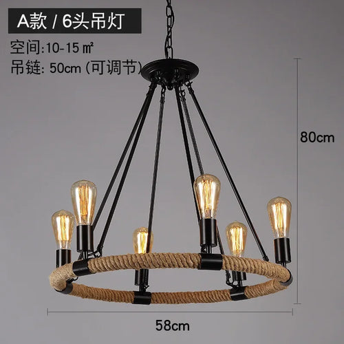 lustre rétro à cordes pour décoration moderne intérieure - vue 9 sur 9