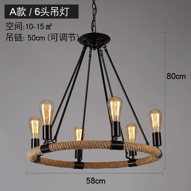lustre rétro à cordes pour décoration moderne intérieure - vue 9 sur 9