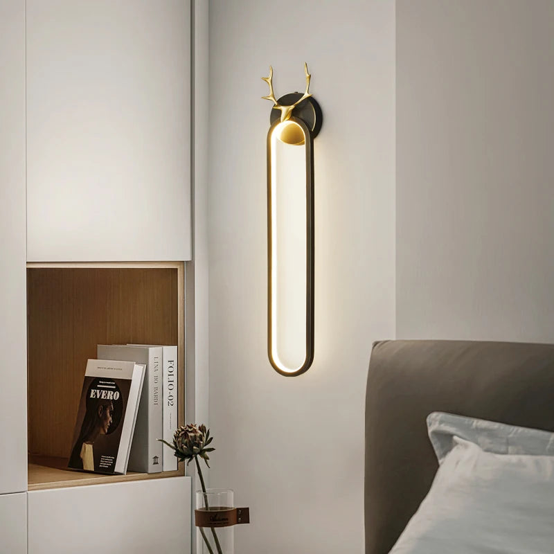 applique murale à led en cuivre tête de cerf art déco moderne - vue 1 sur 12
