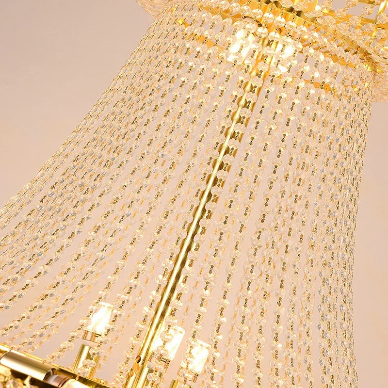 lustre moderne en cristal led pour hall d'entrée luxueux - vue 5 sur 8