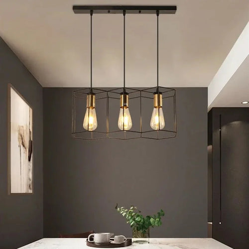 lustre à têtes multiples en fer forgé avec câble réglable - vue 2 sur 10
