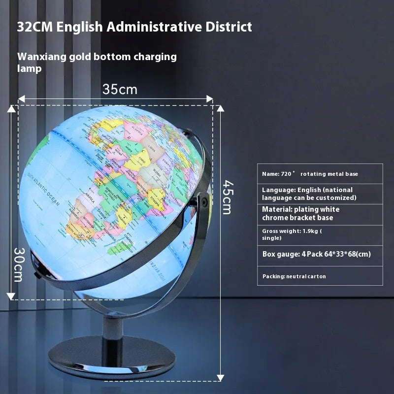 globe terrestre lumineux avec base rotative pour la rentrée scolaire - vue 1 sur 18