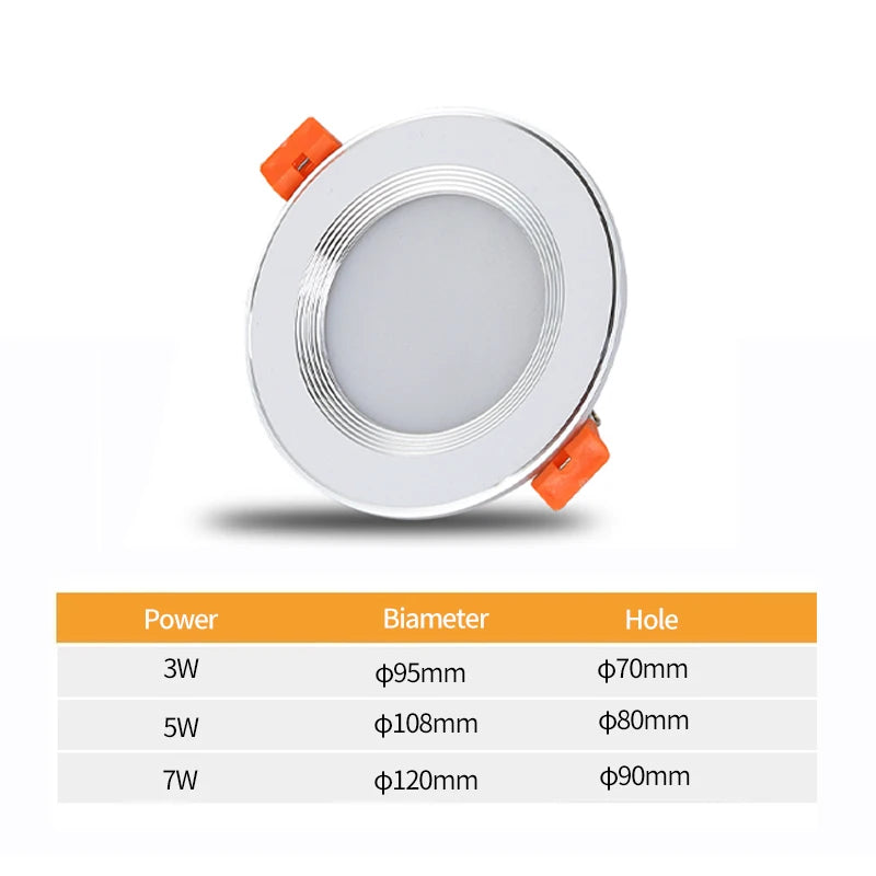Foco LED empotrable redondo para cocina, lámpara de 7W, 9W, 12W, 15W, 18W, CA 220V,  impermeable, blanco cálido y frío - vue 4 sur 9