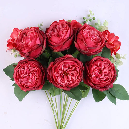 bouquet de roses artificielles en soie pour décoration intérieure - vue 14 sur 16