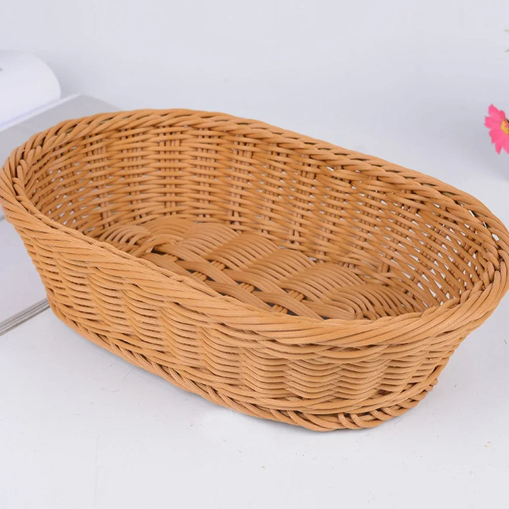 panier en rotin synthétique pour fruits et rangement - vue 3 sur 8