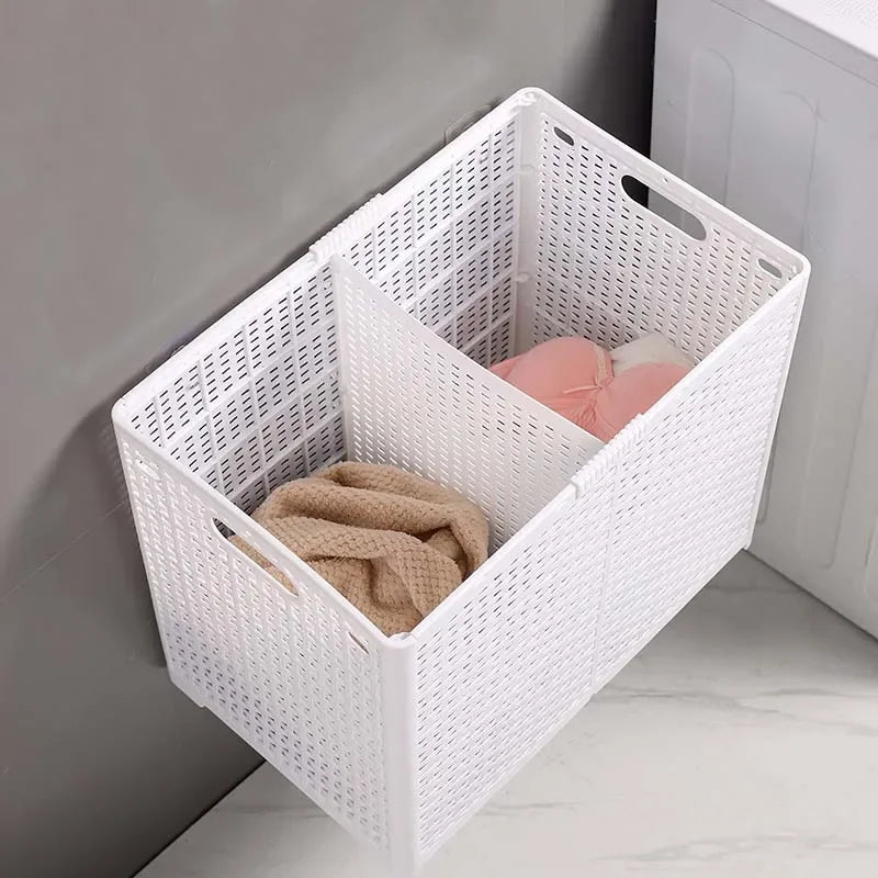 panier à linge pliable avec couvercle et séparation - vue 5 sur 14