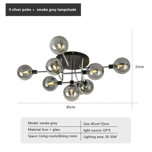 Plafonnier en verre nordique G9 LED lumière industrielle en métal pour chambre salon salle à manger étude maison intérieur loft lumière - vue 17 sur 18