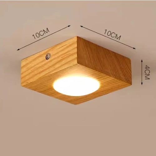 Plafonnier LED carré en bois et acrylique - vue 6 sur 7