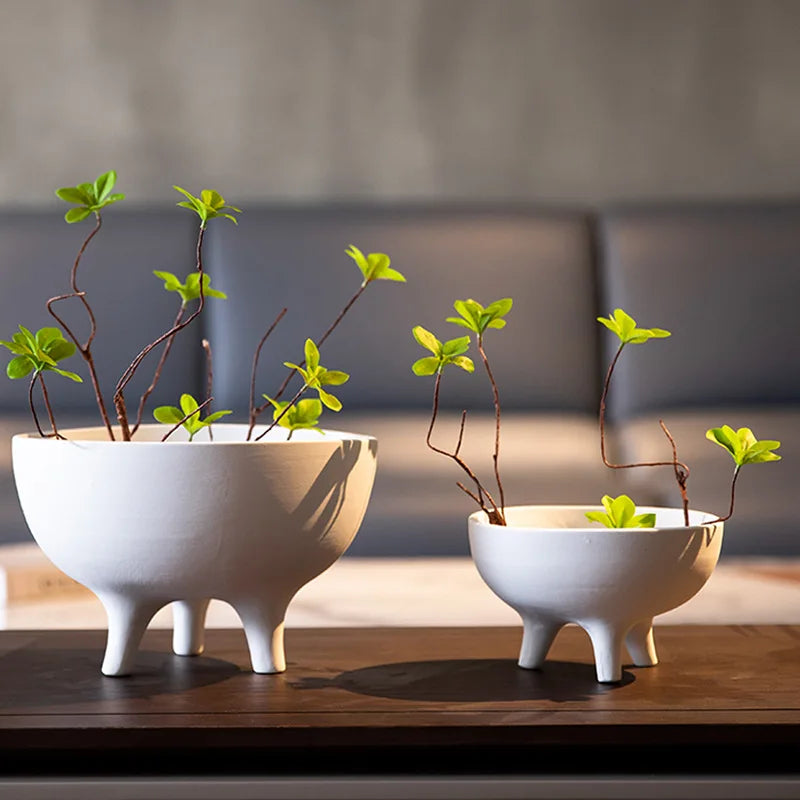 pot de fleurs en céramique trépied vase à fleurs rangement bureau - vue 2 sur 10