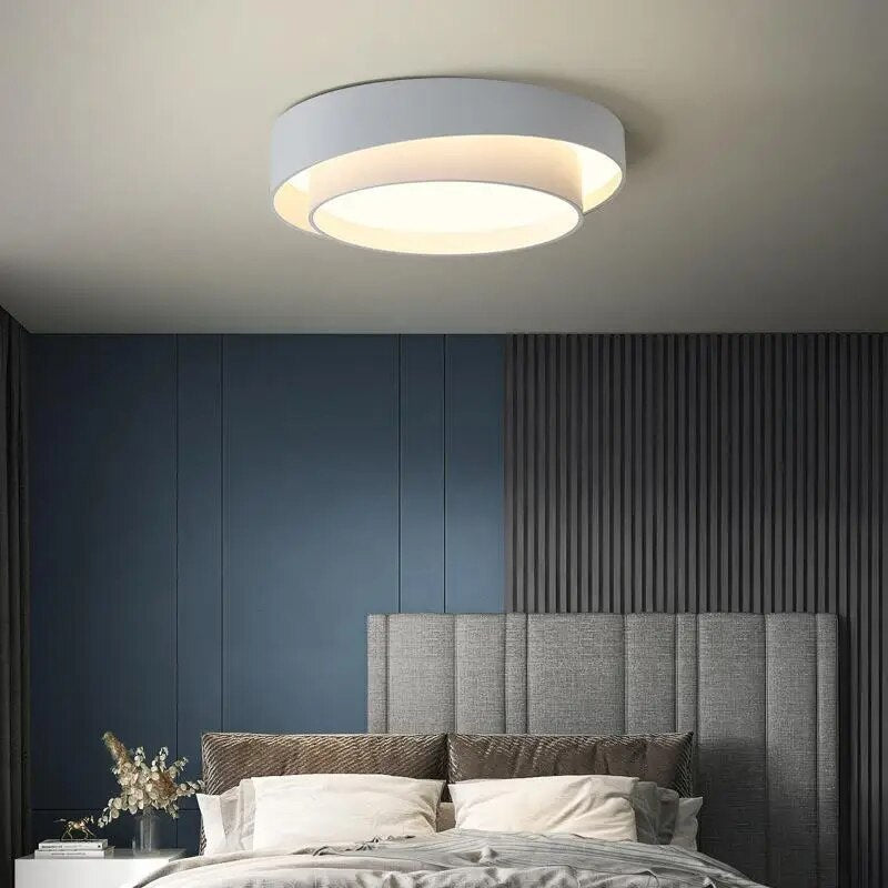 Plafonnier moderne led minimaliste blanc double rond - vue 4 sur 18