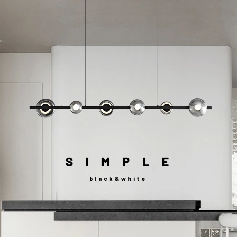 lustre de restaurant minimaliste moderne en cuivre led - vue 4 sur 9