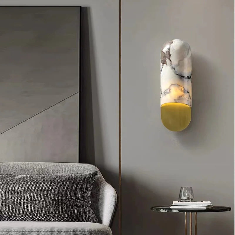 applique murale en marbre style chinois avec abat-jour led créatif - vue 4 sur 8