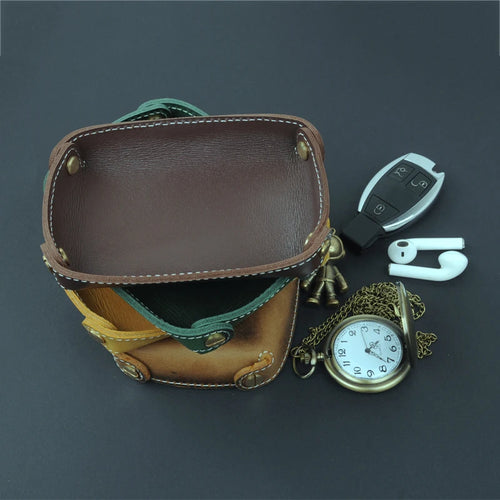 plateau de rangement en cuir véritable pour divers objets - vue 4 sur 13