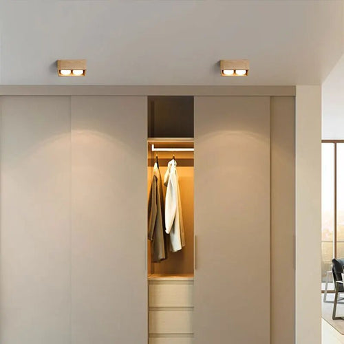 Plafonnier minimaliste japonais en bois brut - vue 5 sur 13