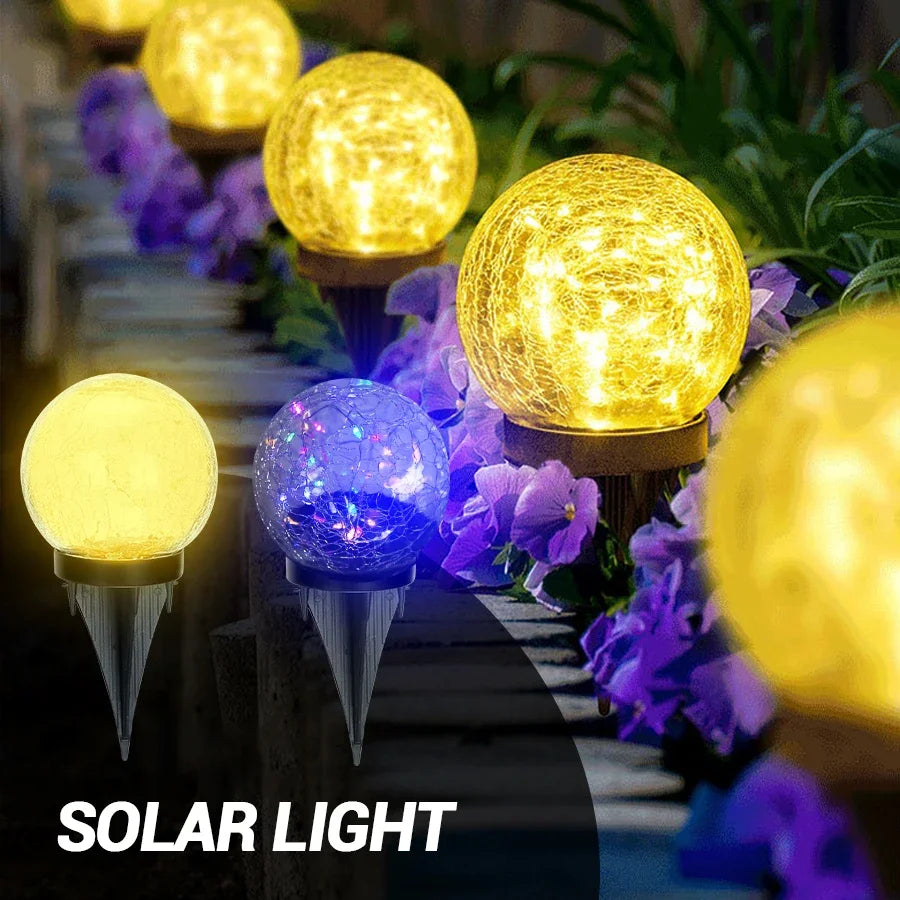 lampes solaires en verre craquelé pour jardin décoratif extérieur - vue 4 sur 10