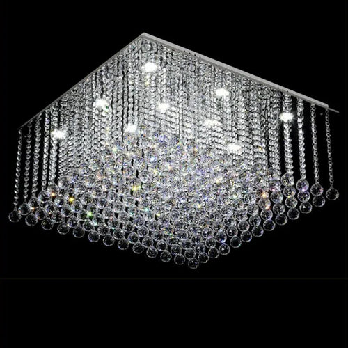 Lustre en cristal carré encastré pour salon de luxe lustres en cristal suspension LED lumière décoration de la maison lampe de ciel - vue 3 sur 6