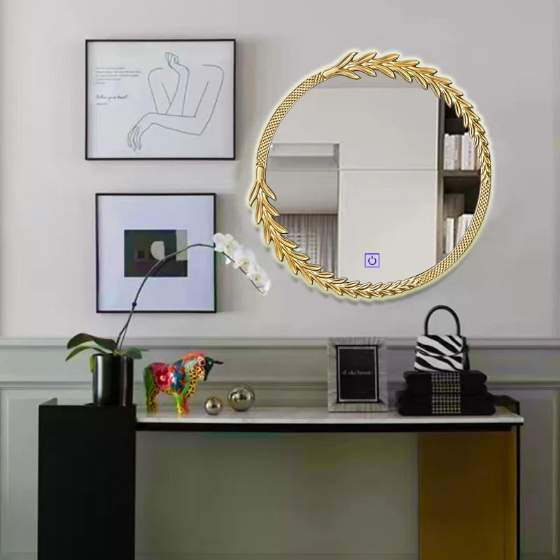 miroir rond vintage doré décoratif pour intérieur élégant et lumineux