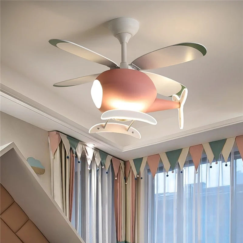 ventilateur de plafond moderne avion avec lumière led et télécommande - vue 1 sur 12