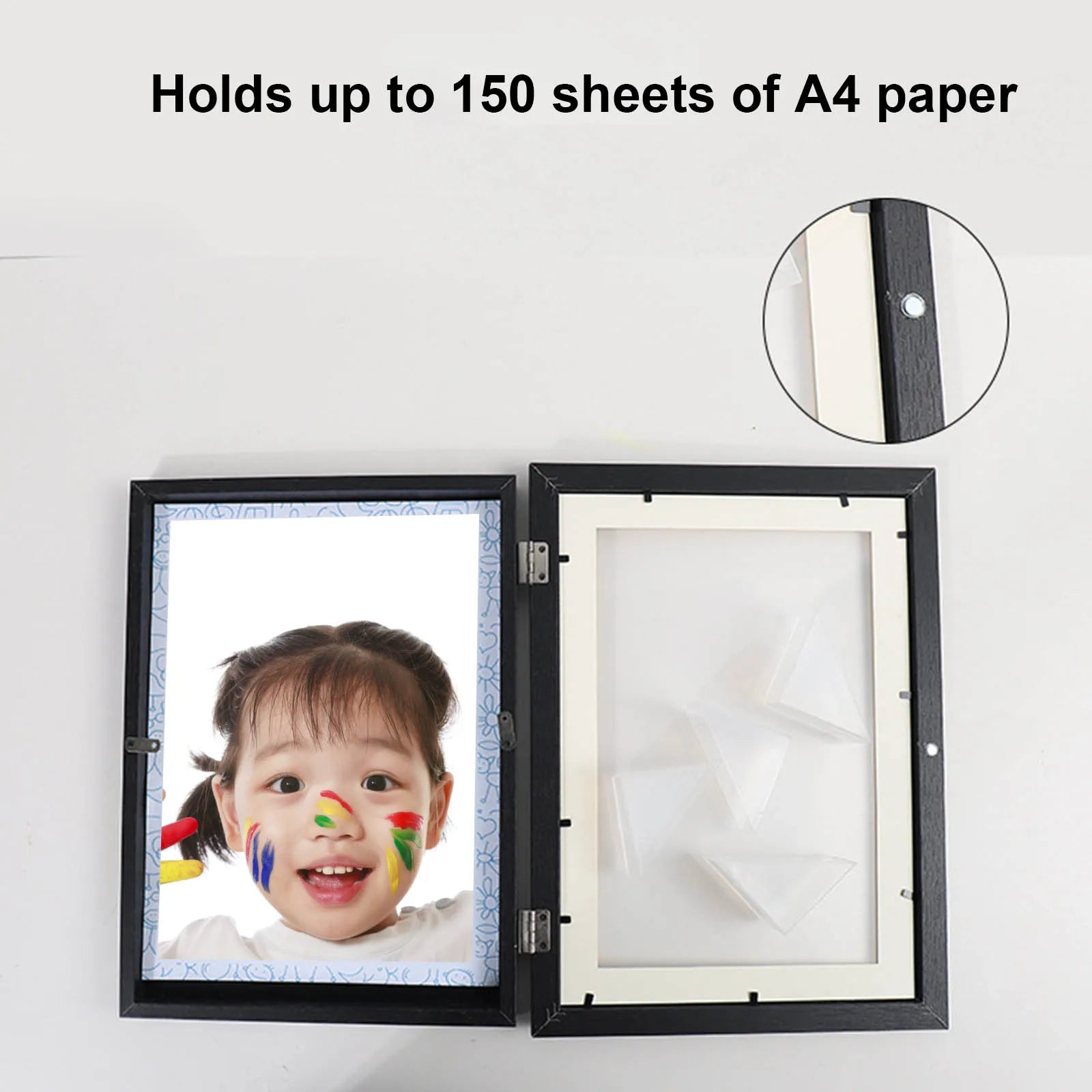cadre photo en bois pour enfants et rangement peinture - vue 6 sur 7