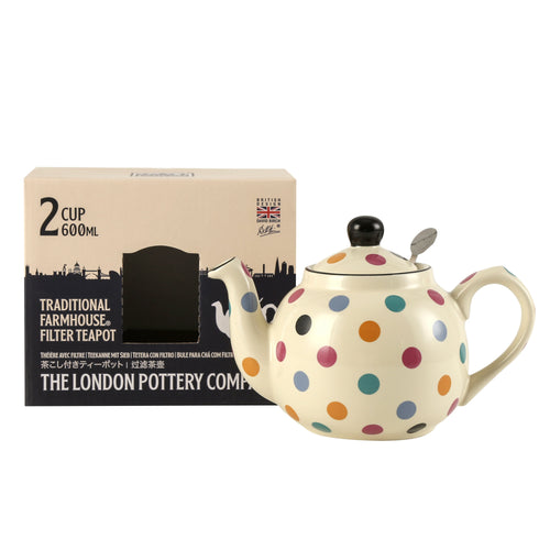 Théière céramique style british motif pois pour thé - vue 4 sur 5