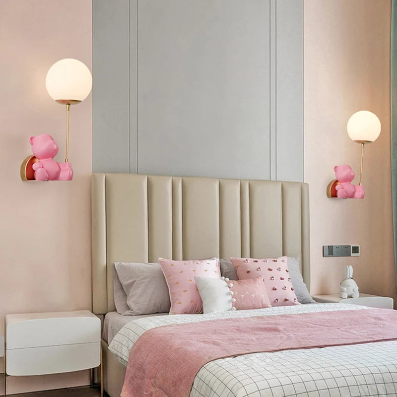 applique murale ours avec interrupteur à tirer pour enfants - vue 3 sur 12