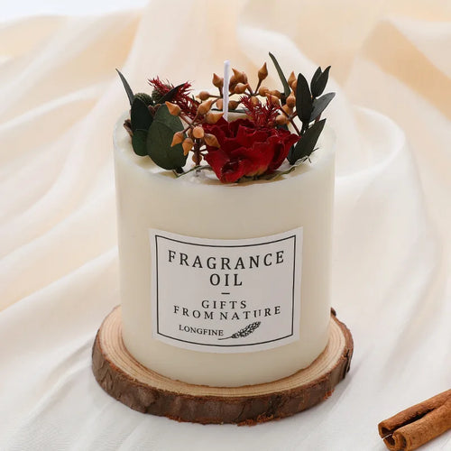 bougies parfumées romantiques en cire de soja avec fleurs séchées - vue 6 sur 10