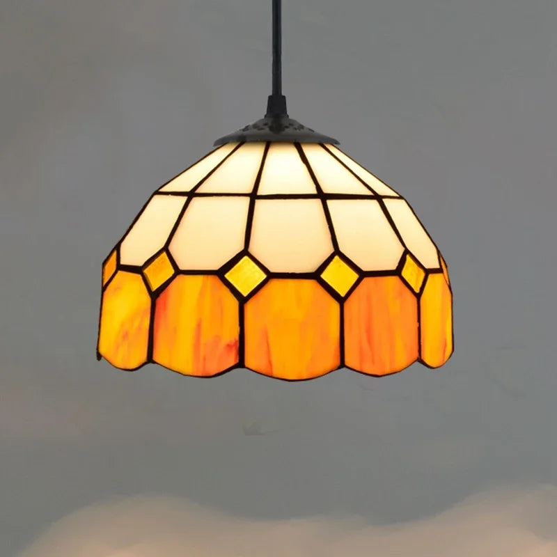 Lustre en verre coloré Tiffany rétro européen - vue 5 sur 29