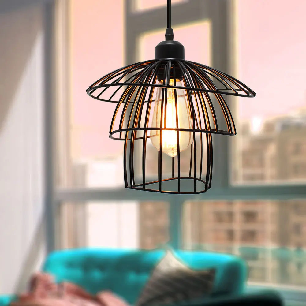 suspension vintage en métal abat-jour cage pour éclairage intérieur - vue 4 sur 24
