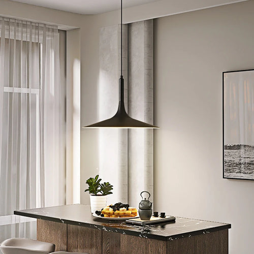Suspension design LED conique arrondi Noir - vue 3 sur 6