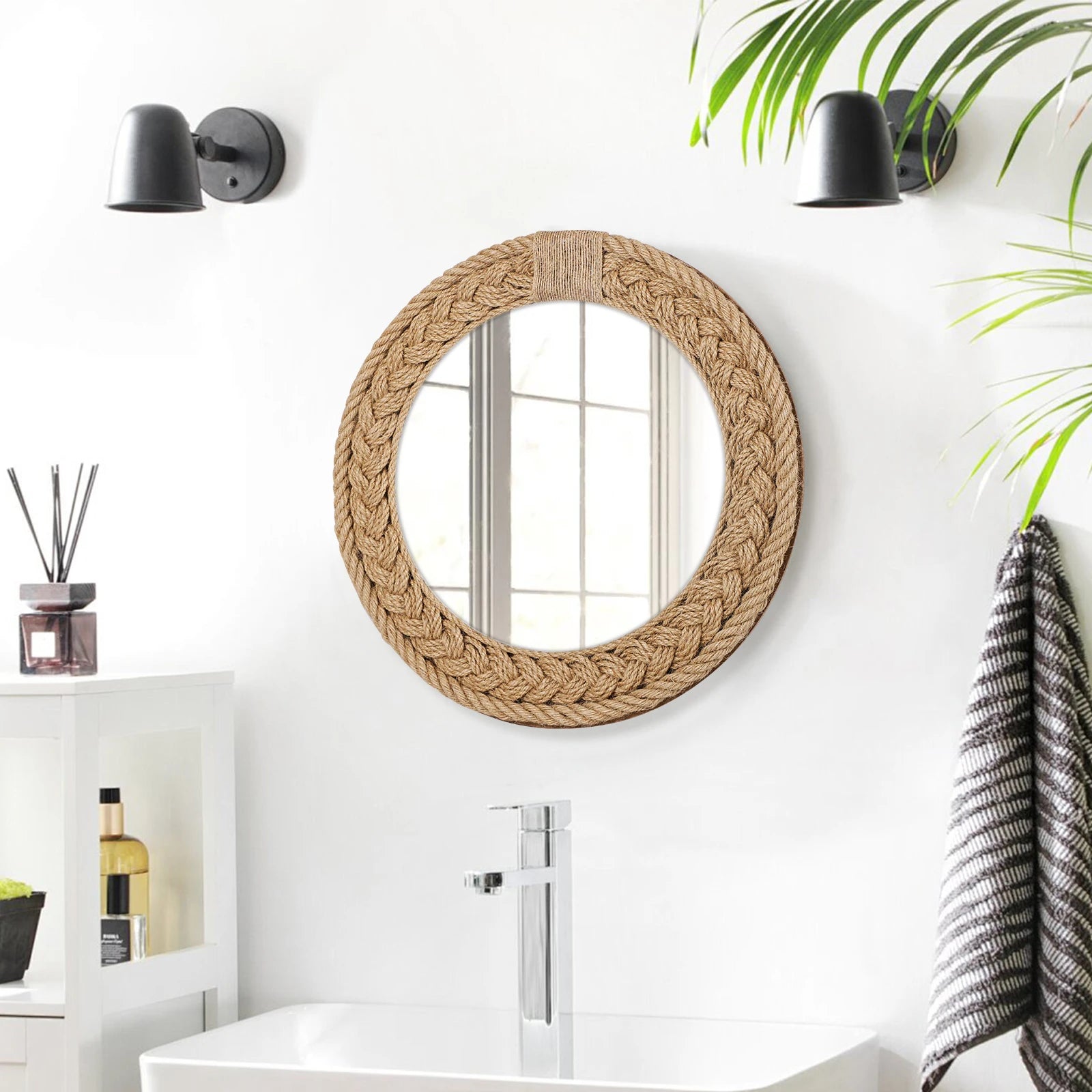 miroir décoratif nordique tissé à la main pour décoration créative - vue 6 sur 7