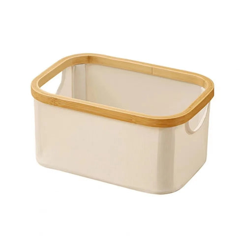 panier de rangement pliable avec poignées en bambou et tissu épais - vue 13 sur 12