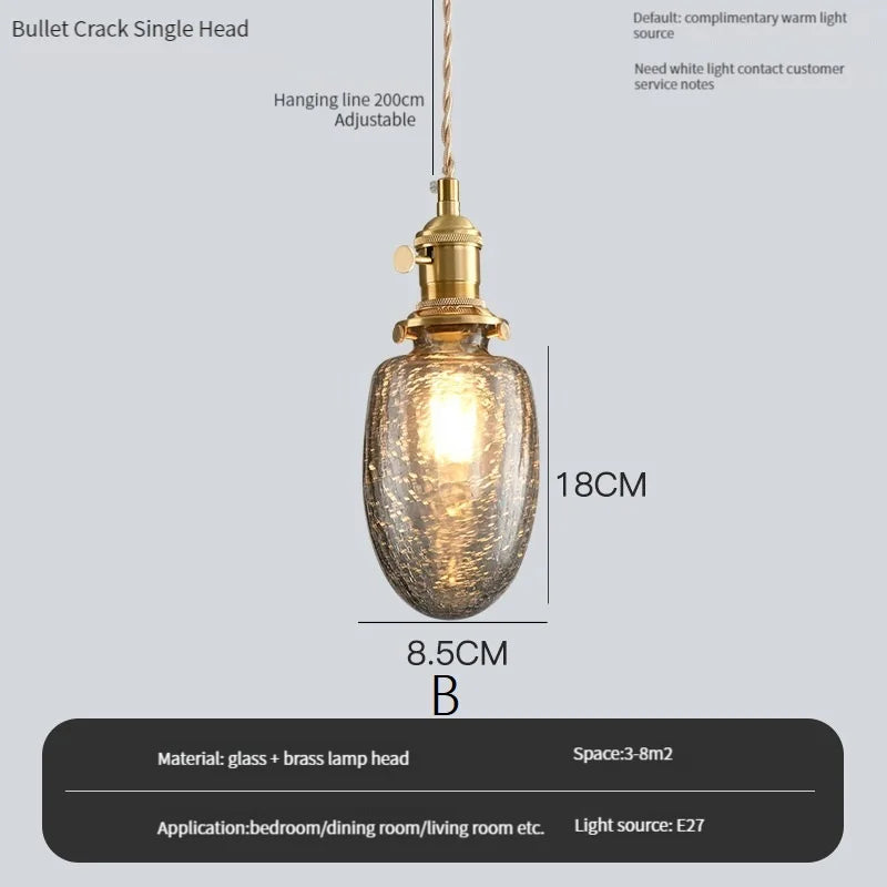 lustre vintage edison avec ombre en verre cristal pour bar loft - vue 16 sur 22